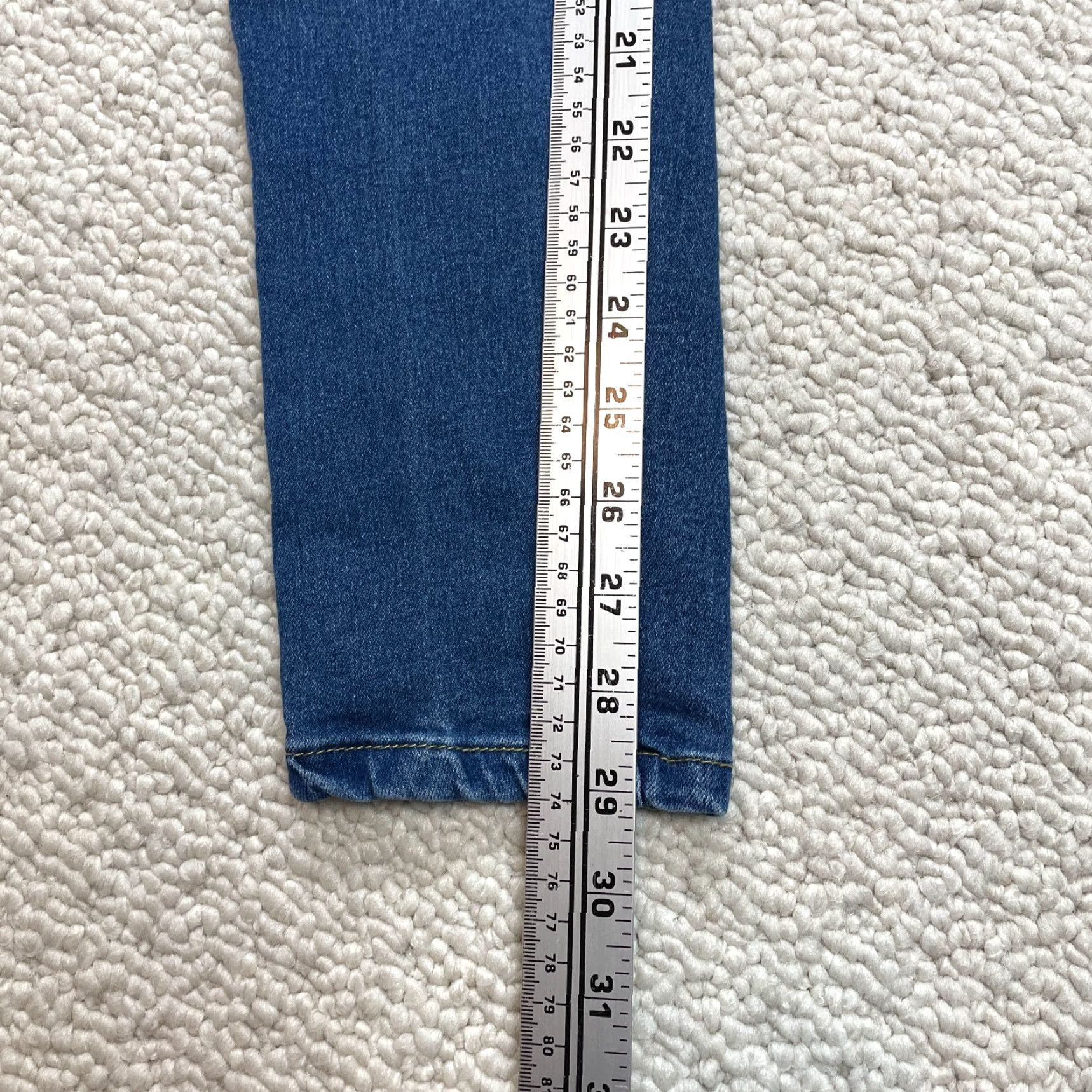 Denime Unbranded Skinny Jeans Womens XL 30x29 Denim Blue Distressed Sandblasted Dark Wash MidRise 5-Pocket Stretch Size 40" / US 18 - 6 Thumbnail