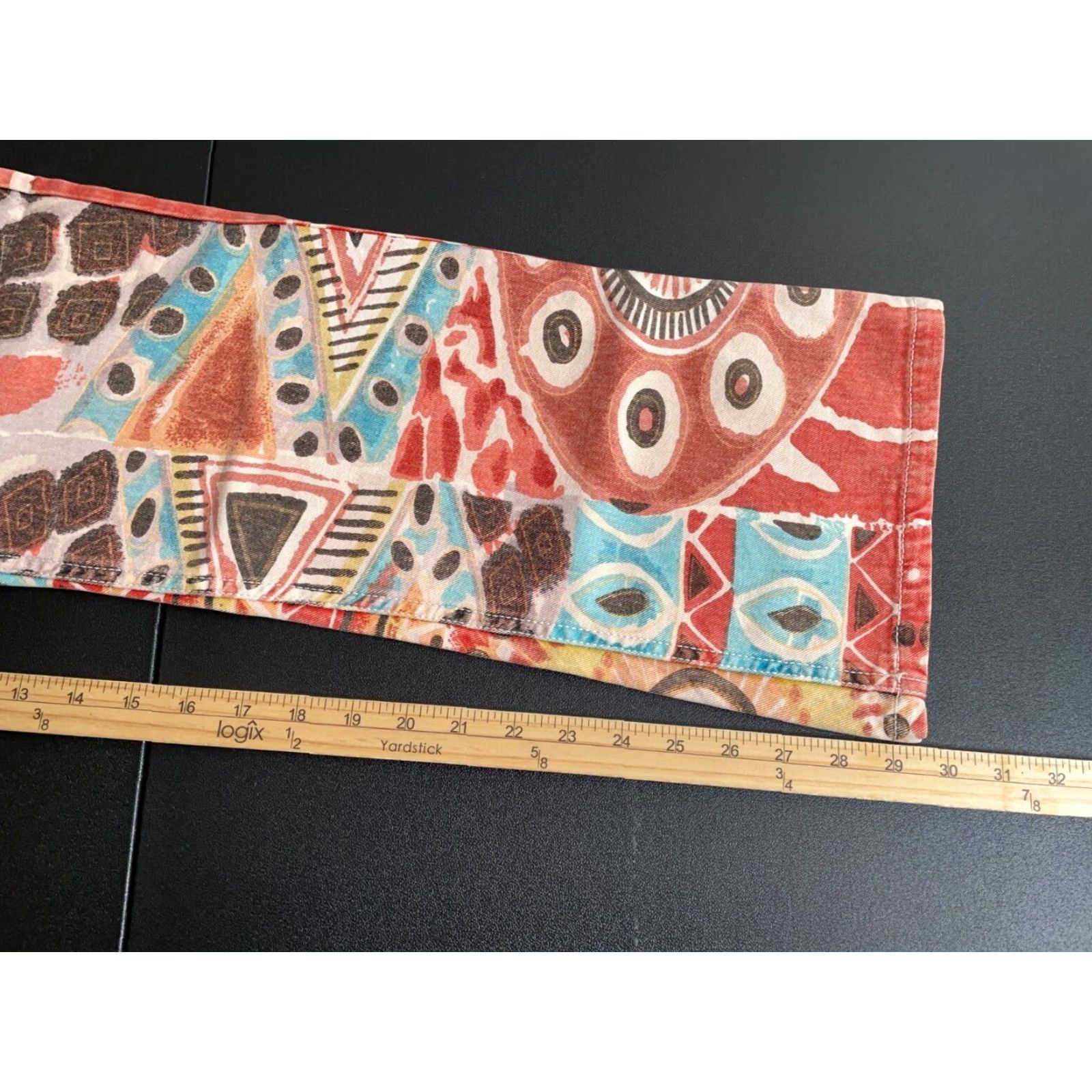Vintage VINTAGE 90s Chico's Women's Jeans Bootcut High Waist 28x26 Geometric Abstract Art Red Dark Pink Retro Size 25" / US 0 / IT 36 - 6 Thumbnail