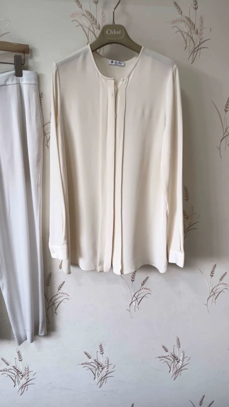 Loro Piana LORO PIANA Creamy heavy silk top Size L / US 10 / IT 46 - 1 Thumbnail