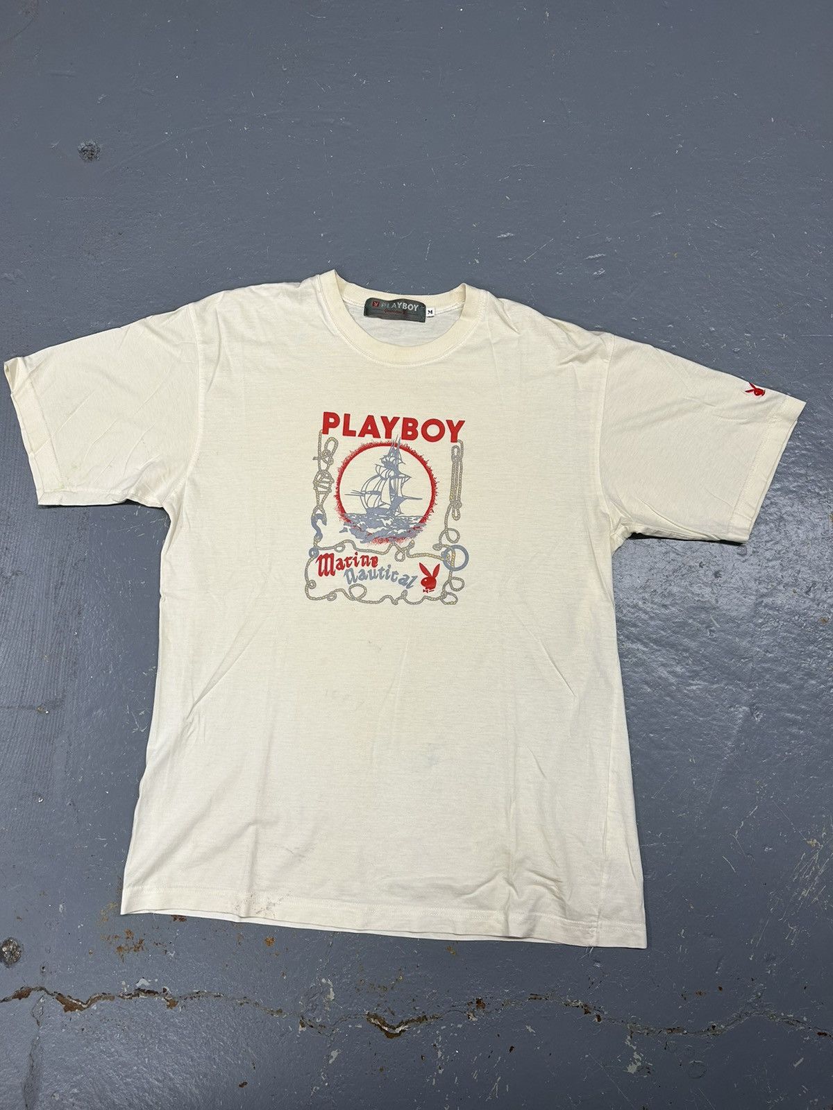 Playboy × Vintage Crazy Vintage Y2K Essential Cream Playboy Graphic T-Shirt Size US M / EU 48-50 / 2 - 1 Thumbnail