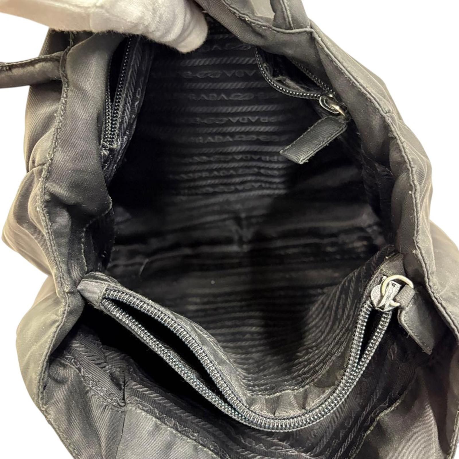 Prada Prada - Black Nylon Handbag with Logo Plaque Size ONE SIZE - 7 Thumbnail