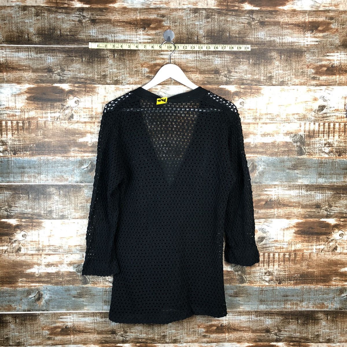 Homespun Knitwear Japan black crochet meshnet Cardigan Knitwear #A1646 Size M / US 6-8 / IT 42-44 - 10 Thumbnail