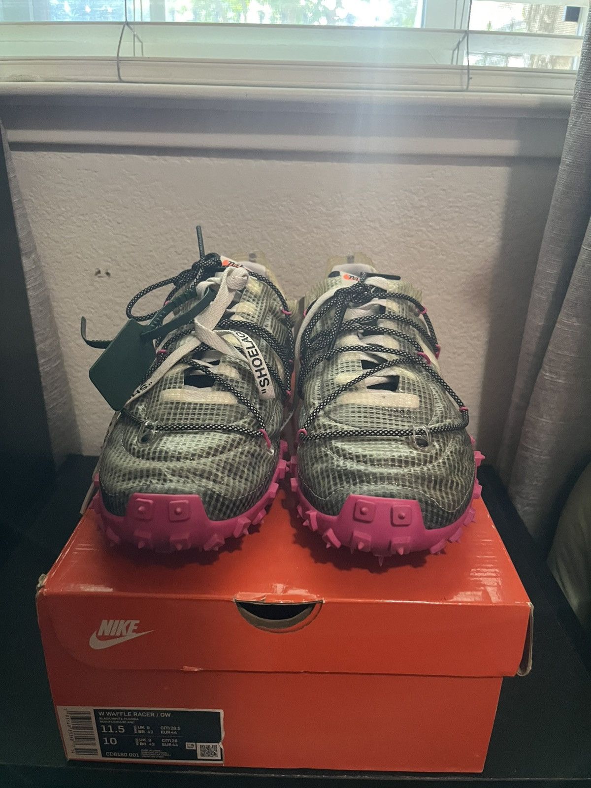 Nike × Off-White Nike x Off-White Waffle Racer Black Fuchsia Size 10 Size US 10 / EU 43 - 4 Thumbnail
