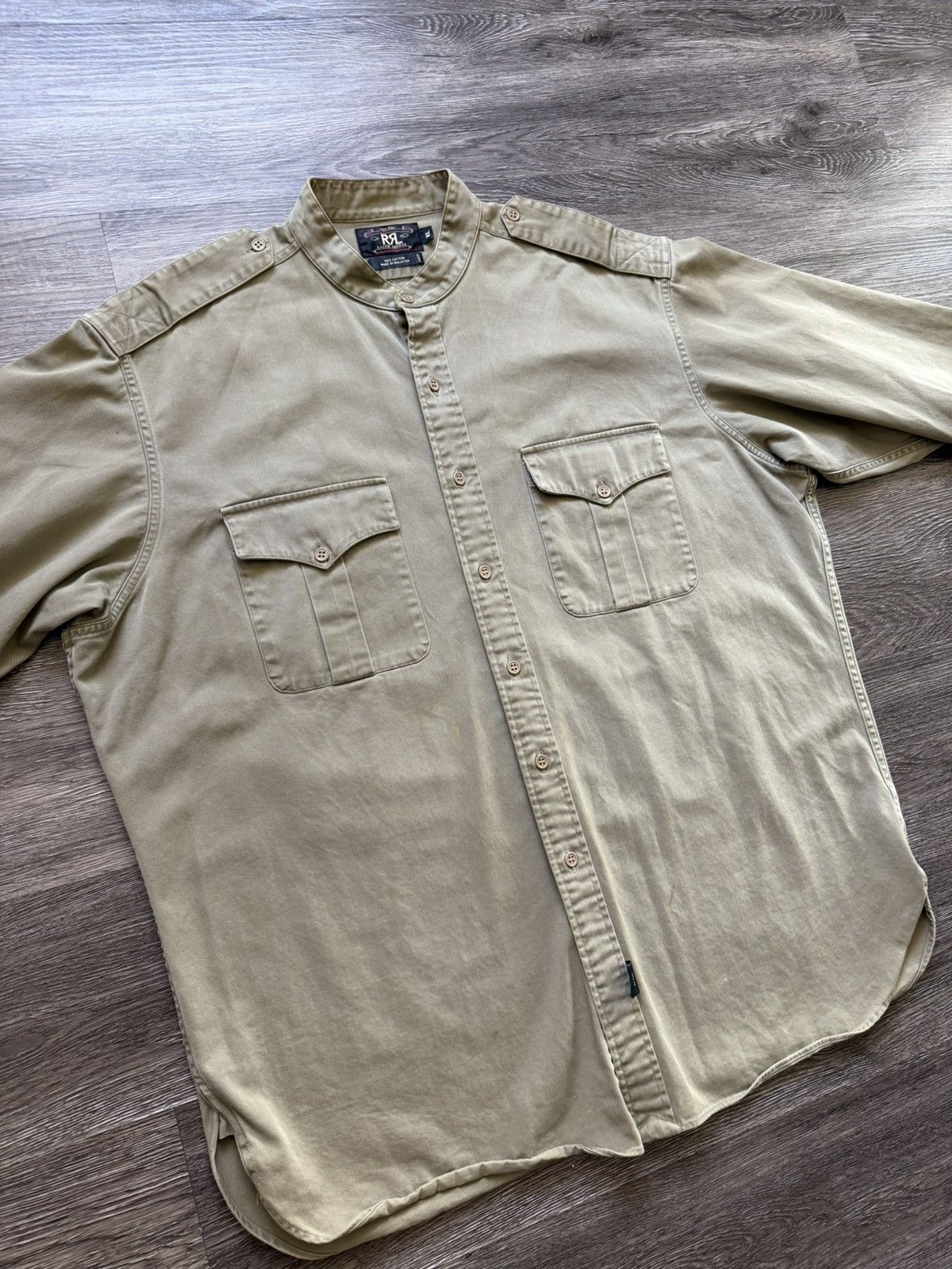 RRL Ralph Lauren Vintage Double RL RRL Military Shirt Button up Henley Collar Size US XL / EU 56 / 4 - 3 Thumbnail