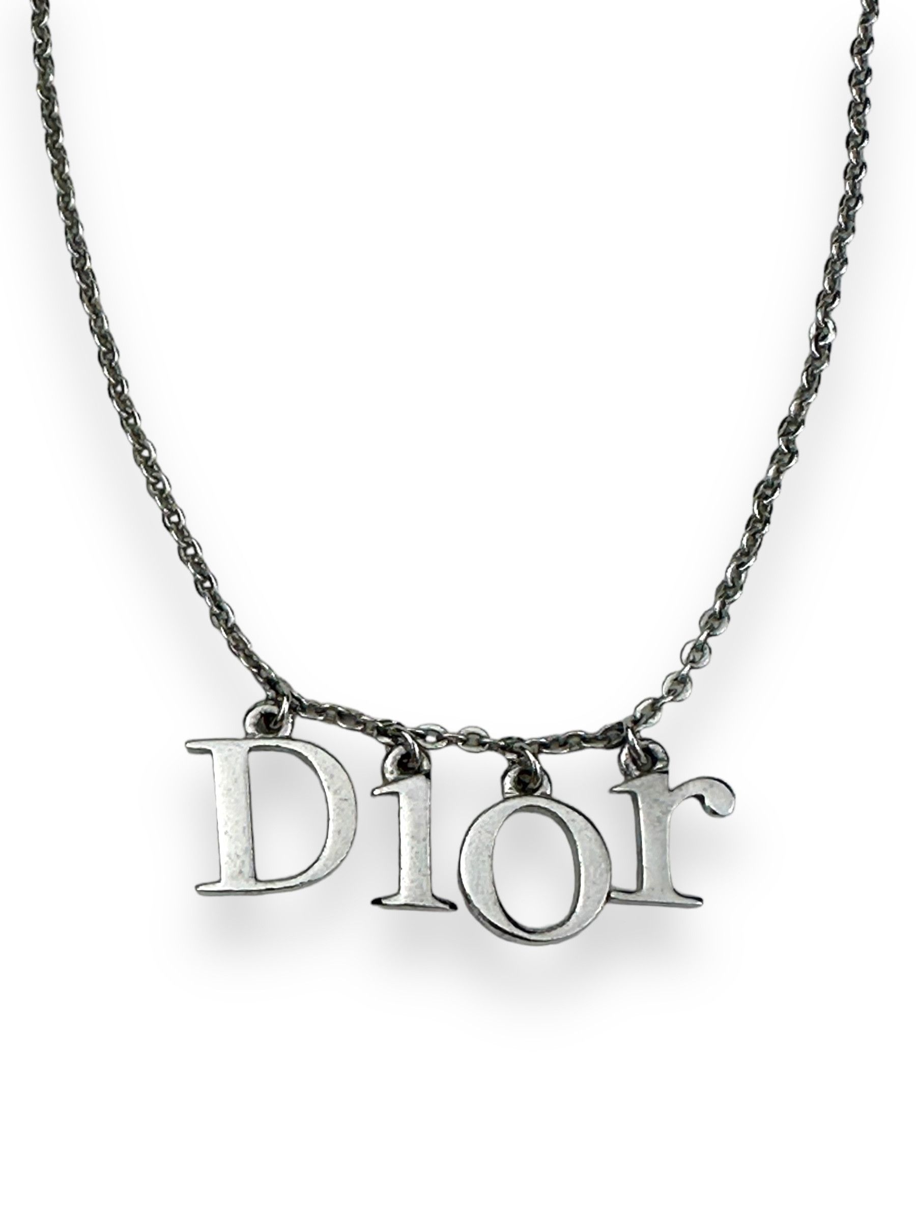 image of Dior Logo "spell Out" Silver Necklace, Women's