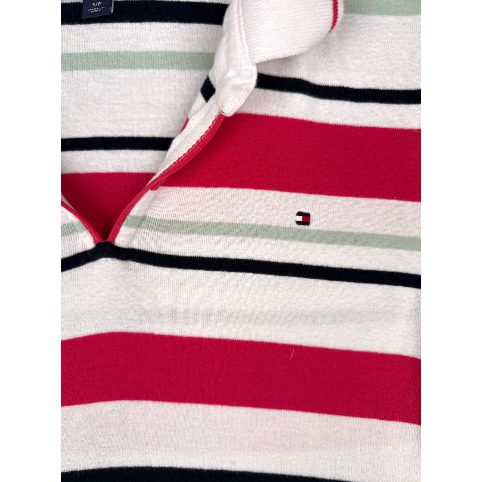Tommy Hilfiger Tommy Hilfiger Polo Shirt Adult Small Pink Stripe Cotton Jersey Slim Fit 80s 90s American Modern Womens Size S / US 4 / IT 40 - 6 Thumbnail