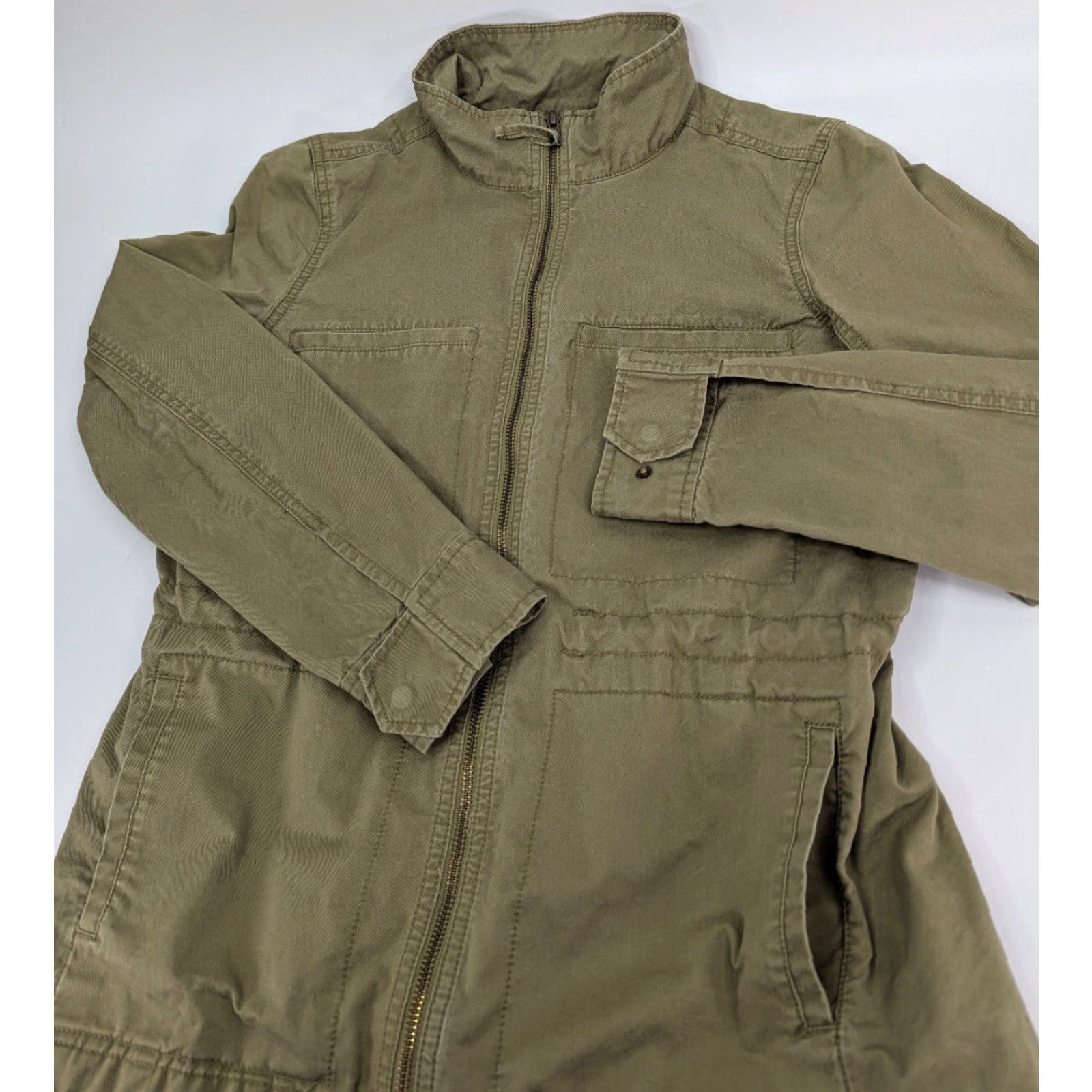 J.Crew J.CREW Jacket Army Green Cotton Fatigues Short Sleeve Zip Pockets Women Size S Casual Workwear Fall Spring Summer Winter Utility Size S / US 4 / IT 40 - 2 Thumbnail