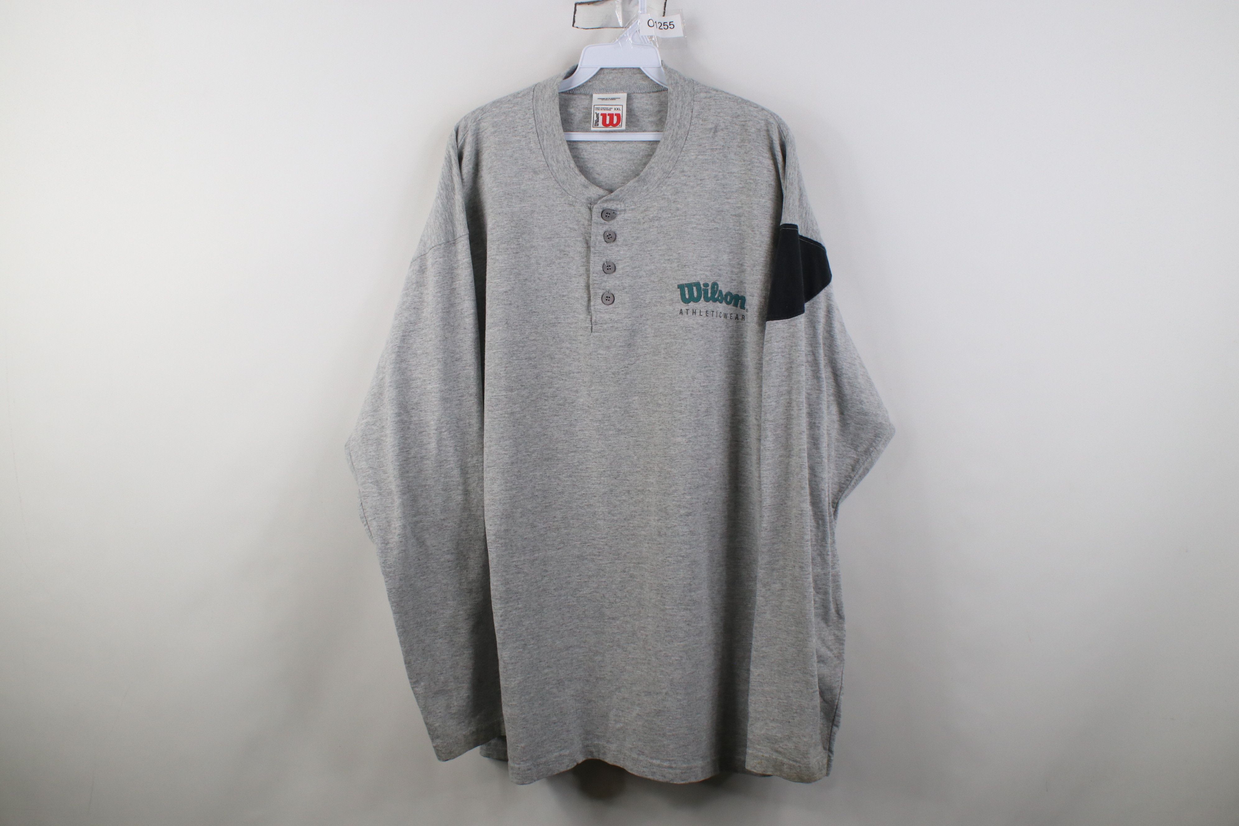 Wilson Vintage 90s Wilson Long Sleeve Henley T-Shirt Heather Gray Size US XXL / EU 58 / 5 - 1 Thumbnail