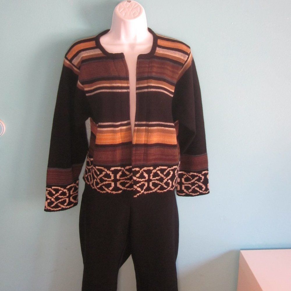 Handmade Bill Baber Handknit in Edinburgh Scotland Brown Crop Cardigan Sweater Size M Size M / US 6-8 / IT 42-44 - 7 Thumbnail