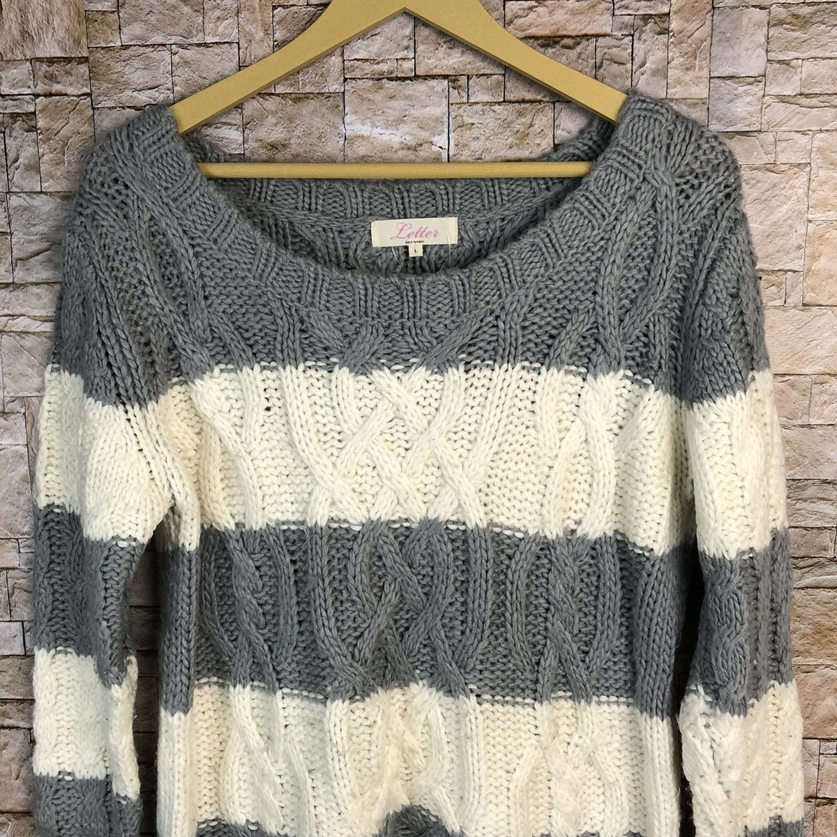 Homespun Knitwear Letter White Grey Knitwear #A393 Size M / US 6-8 / IT 42-44 - 5 Thumbnail