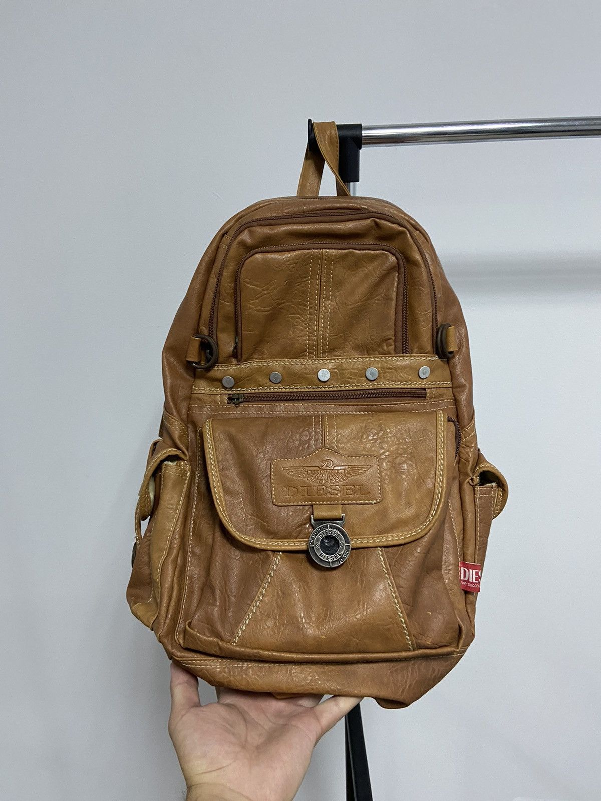 Diesel Leather Backpack Bag Vintage small Logo Style