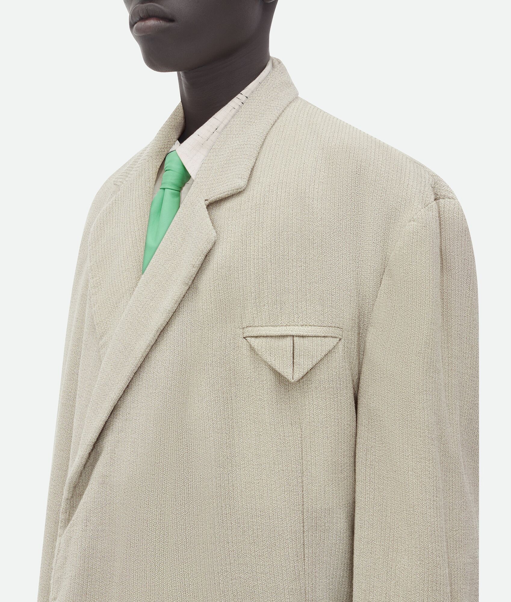 Bottega Veneta o1loc1c0825 768706 Mouline Wool Silk Jacket in Cream Size US L / EU 52-54 / 3 - 4 Thumbnail