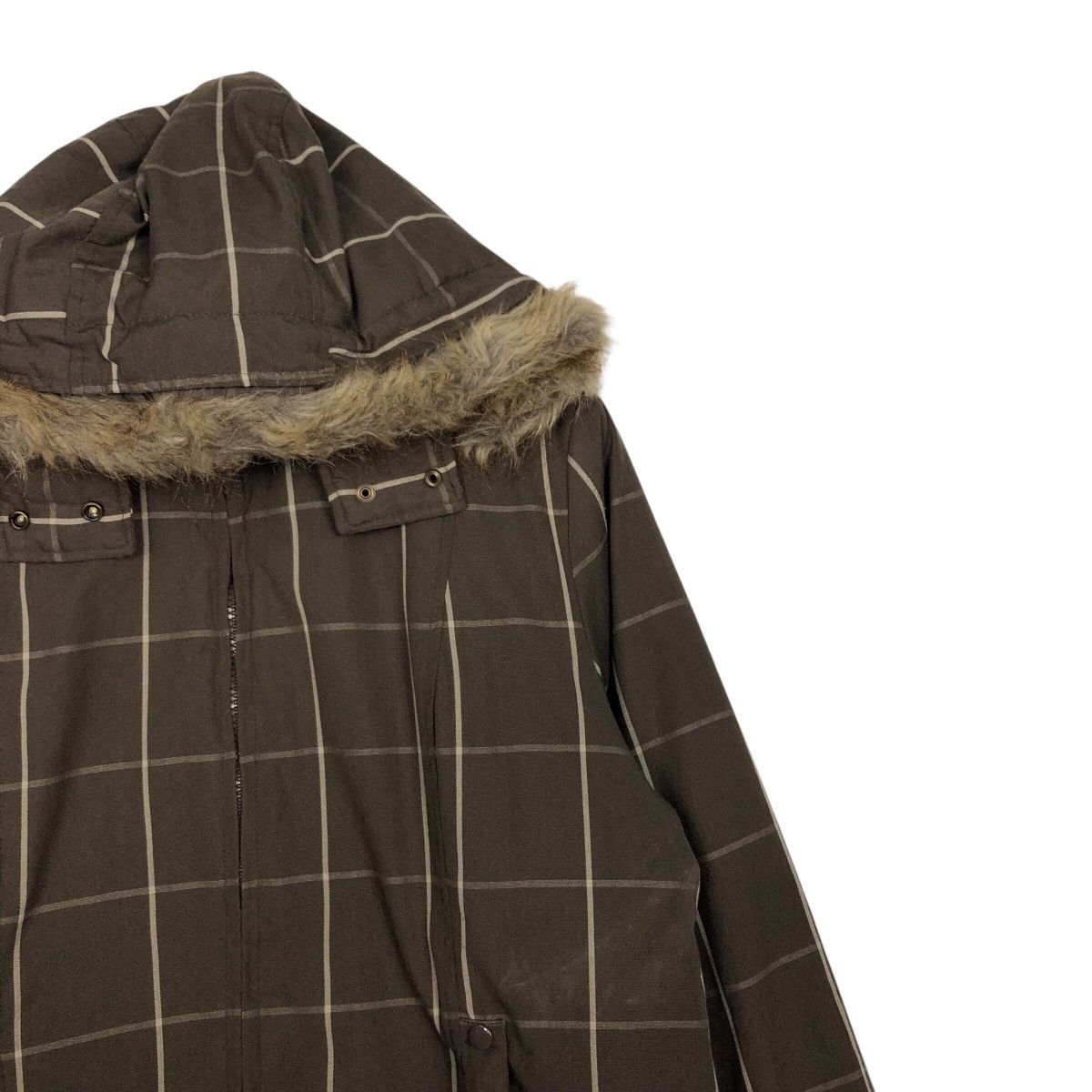 Japanese Brand Vintage Sky Bomber Faux Fur Trim Military Grid Jacket Size US L / EU 52-54 / 3 - 7 Thumbnail