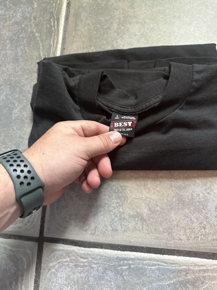 Fruit Of The Loom Vintage SINGLE STITCHED BLACK BLANK TEE - 1990S Size US L / EU 52-54 / 3 - 3 Thumbnail