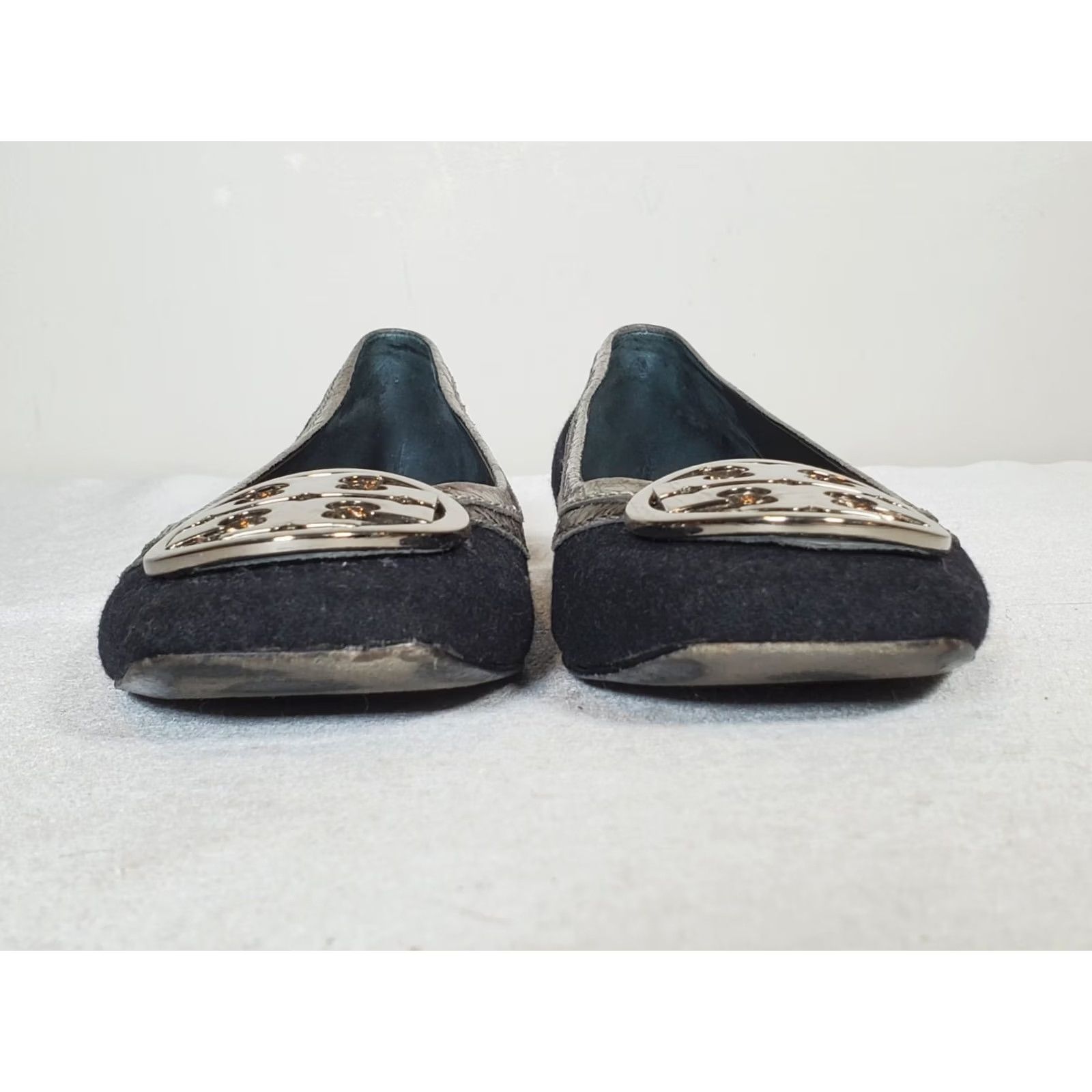 Tory Burch Tory Burch Gerritt Flannel Flats Dark Gray / Dark Pewter Women's US 7 M Size US 7 / IT 37 - 7 Thumbnail