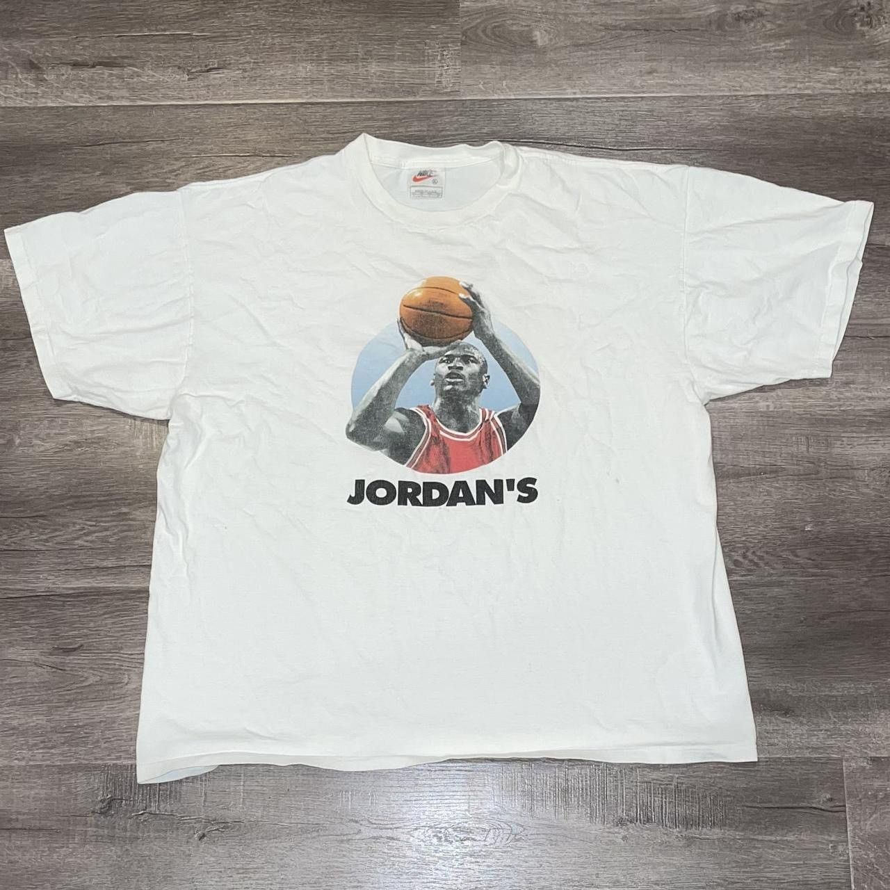image of 90’S Nike Michael Jordan’S Back Bulls Shirt in White, Men's (Size XL)