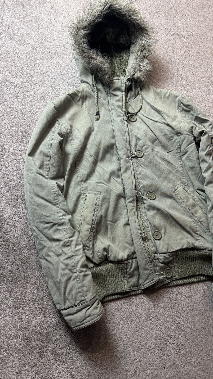 Japanese Brand Military Vintage Faded Faux Fur Jacket y2k LGB Goa Fuzzy Size US M / EU 48-50 / 2 - 3 Thumbnail
