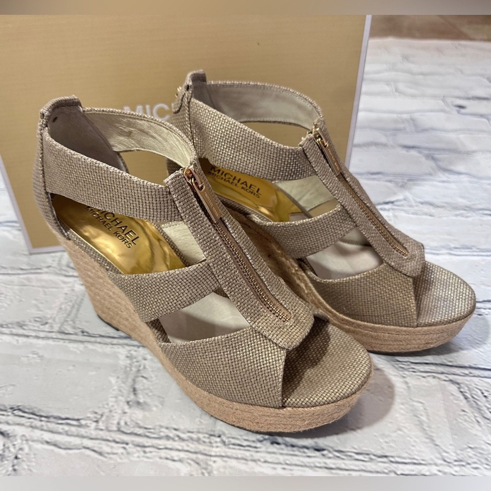 Michael kors damita wedge pale gold online