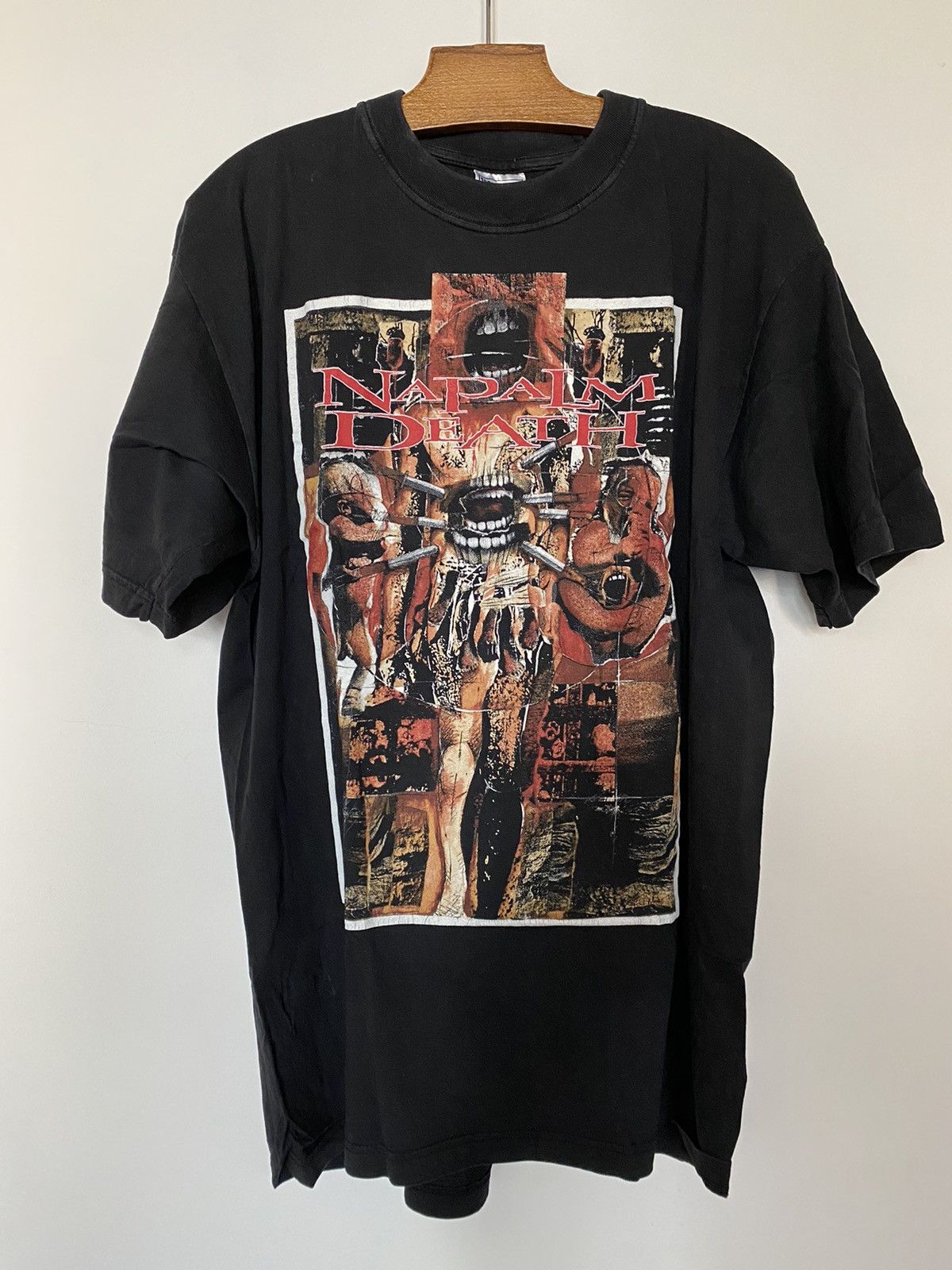 Image of Band Tees x Vintage Napalm Death Late 90's Words Exit Wound Shirt in Black, Men's (Size XL)