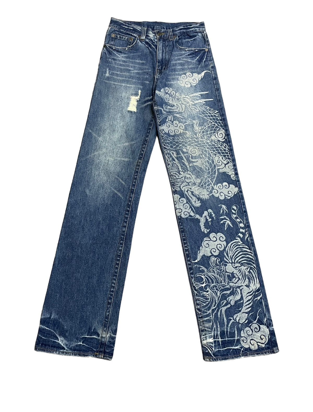 Very Rare Vintage Japanese Brand Sukajan Flared Jeans 1999s