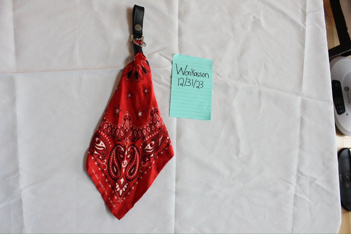 image of Amiri Silk Bandana Keychain in Red, Men's