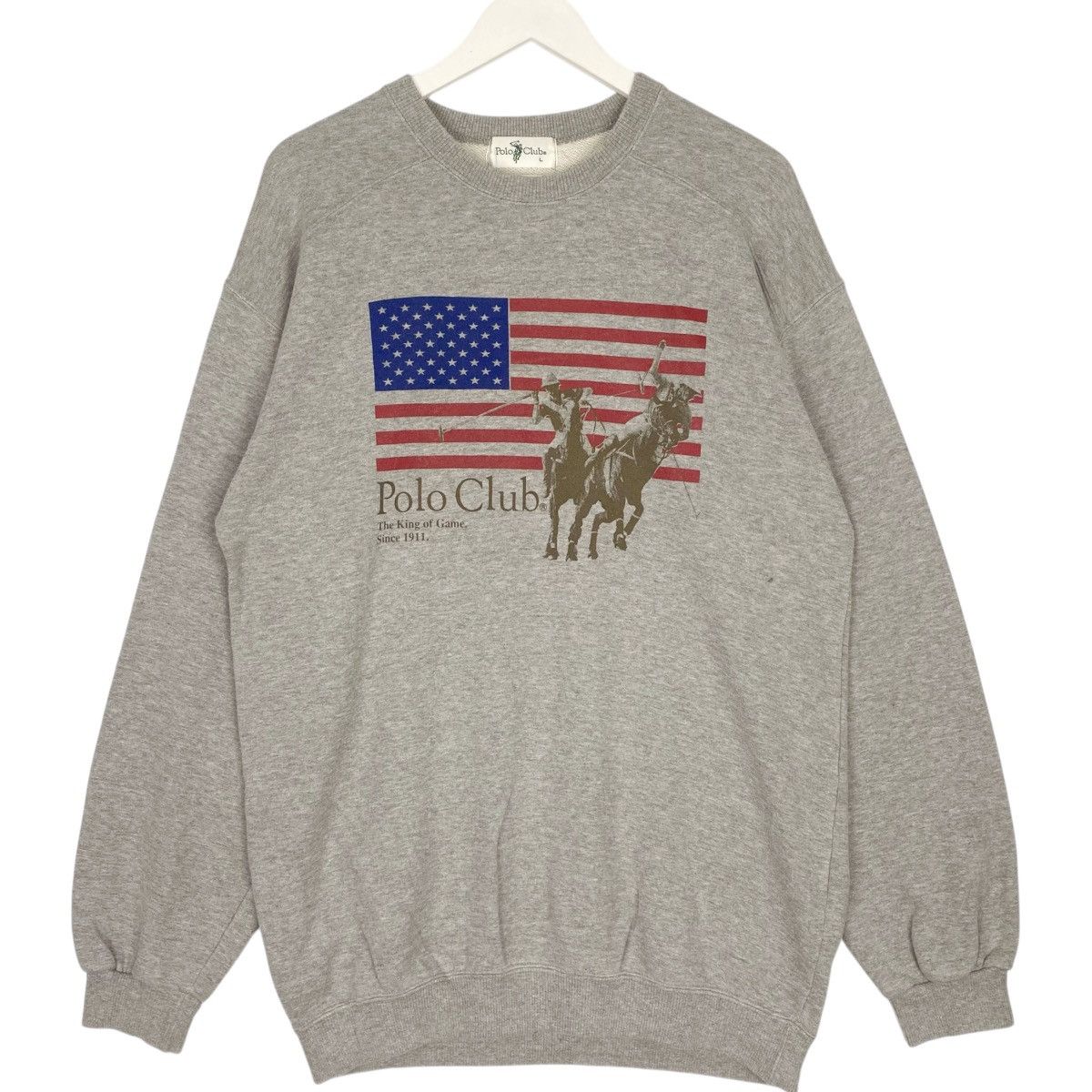 Vintage Vintage Polo Club The King Of Games Sweatshirt Crewneck Grey Size US L / EU 52-54 / 3 - 1 Thumbnail