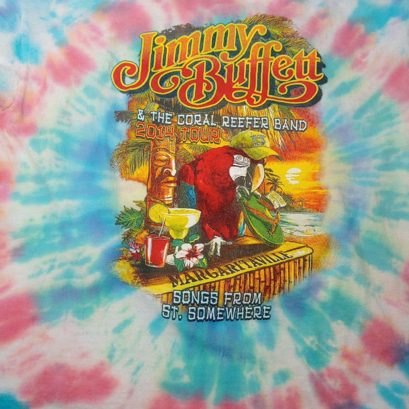 Vintage VINTAGE Jimmy Buffett Shirt XL Coral Reefer Band 2014 Tour Tie Dye Parrotthead Music Shirt Boys? Wait no. Size US XL / EU 56 / 4 - 3 Thumbnail