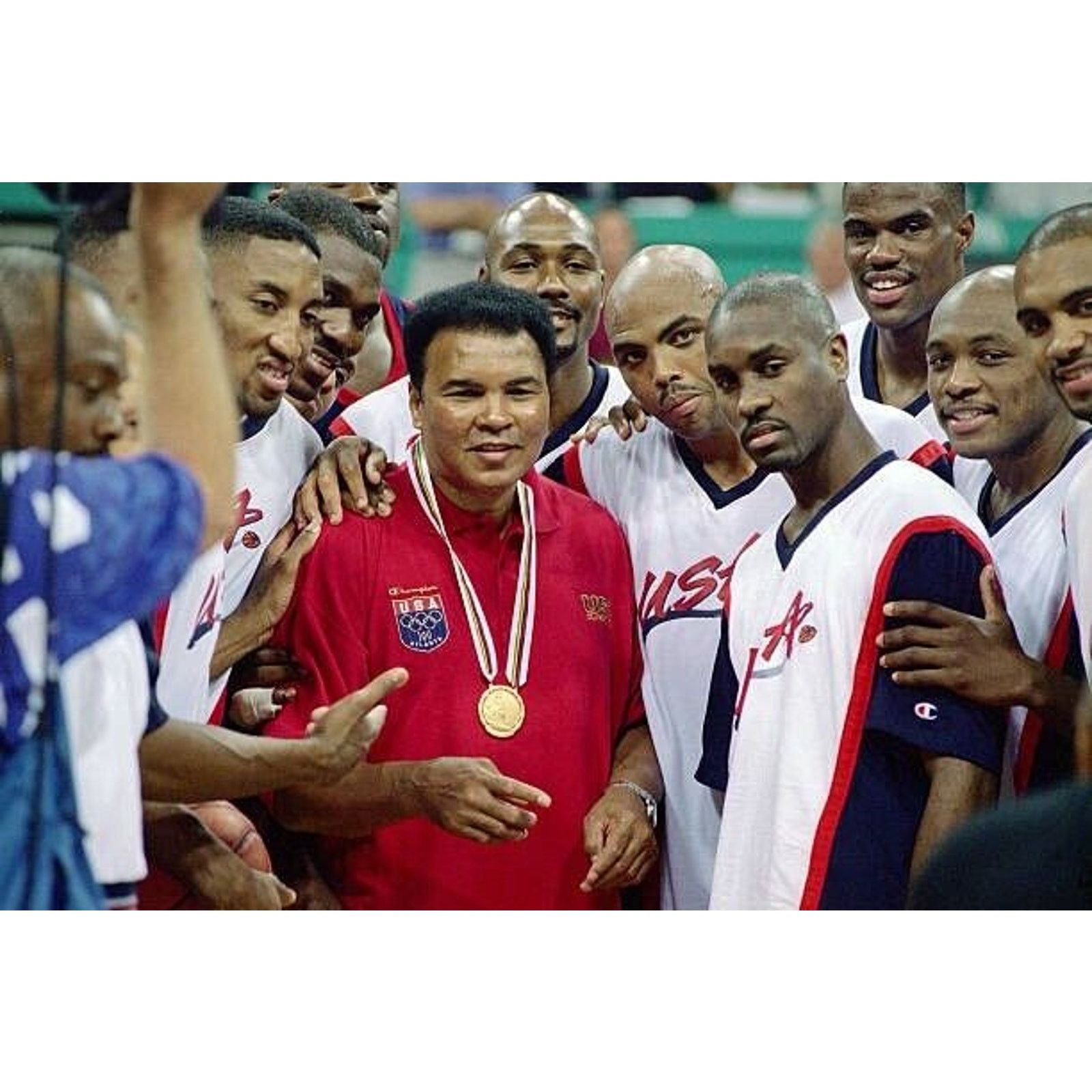 Champion × NBA × USA Olympics Atlanta 1996 Olympic DREAM Team USA Basketball jersey L vtg Size US L / EU 52-54 / 3 - 9 Thumbnail