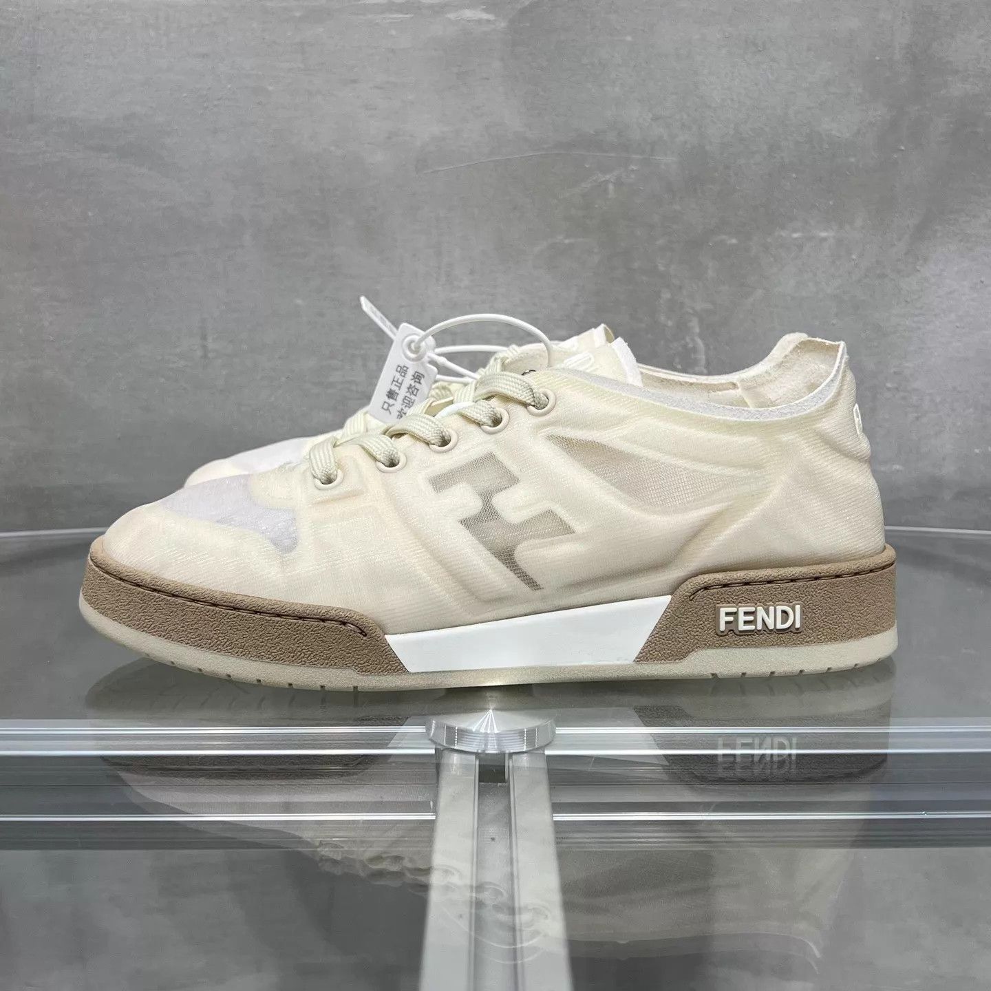 Fendi Fendi Cream Mesh Sneaker 38 EU Size US 7.5 / IT 37.5 - 3 Thumbnail