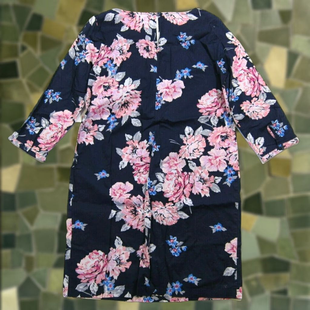 Old Navy Old Navy Women’s Blue Pink Rose Floral Cotton Stretch 3/4 Sleeve Sheath Dress S Size S / US 4 / IT 40 - 1 Thumbnail