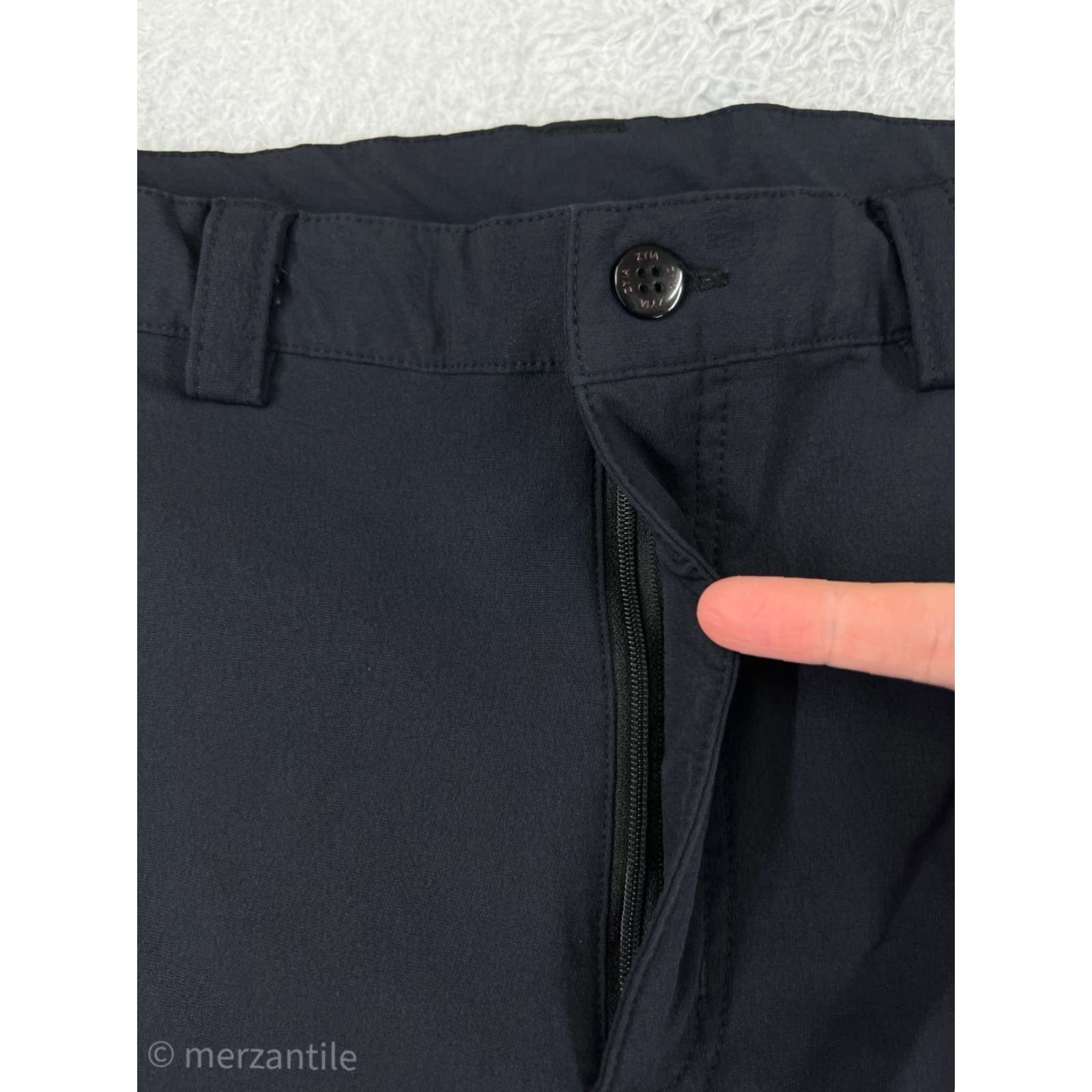 Vintage ZYIA Active Pants Mens Small Blue Skinny Tapered Zipper Pocket Cargo Golf Size US 29 - 6 Thumbnail