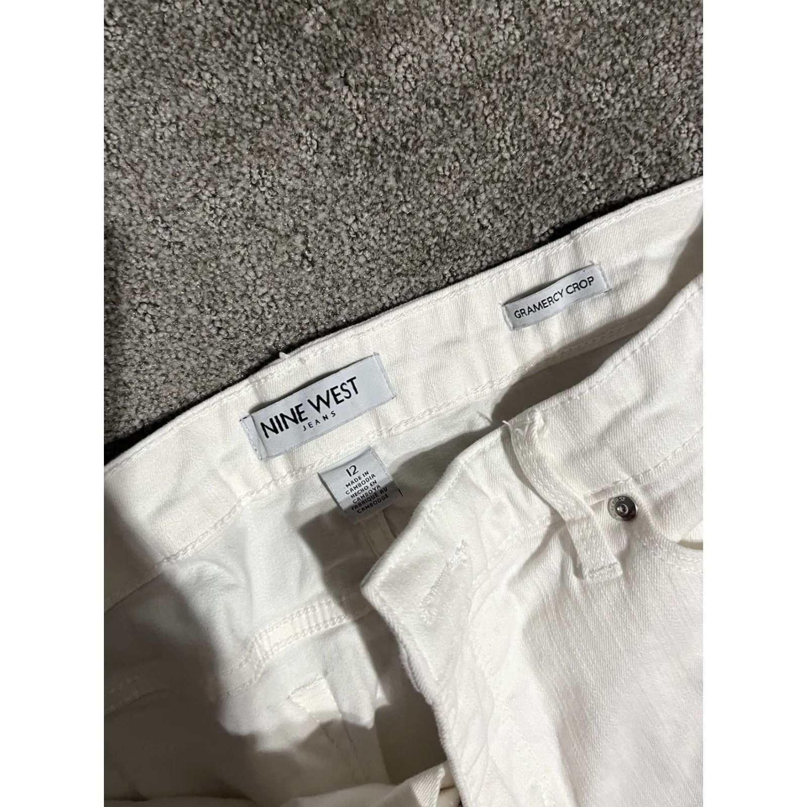 Nine West Nine West Women’s Jeans Crop Cropped Denim White 12 Regular 5-Pocket Style Cropped Fit Cotton Denim Vintage No Size 34" / US 12 / IT 48 - 5 Thumbnail