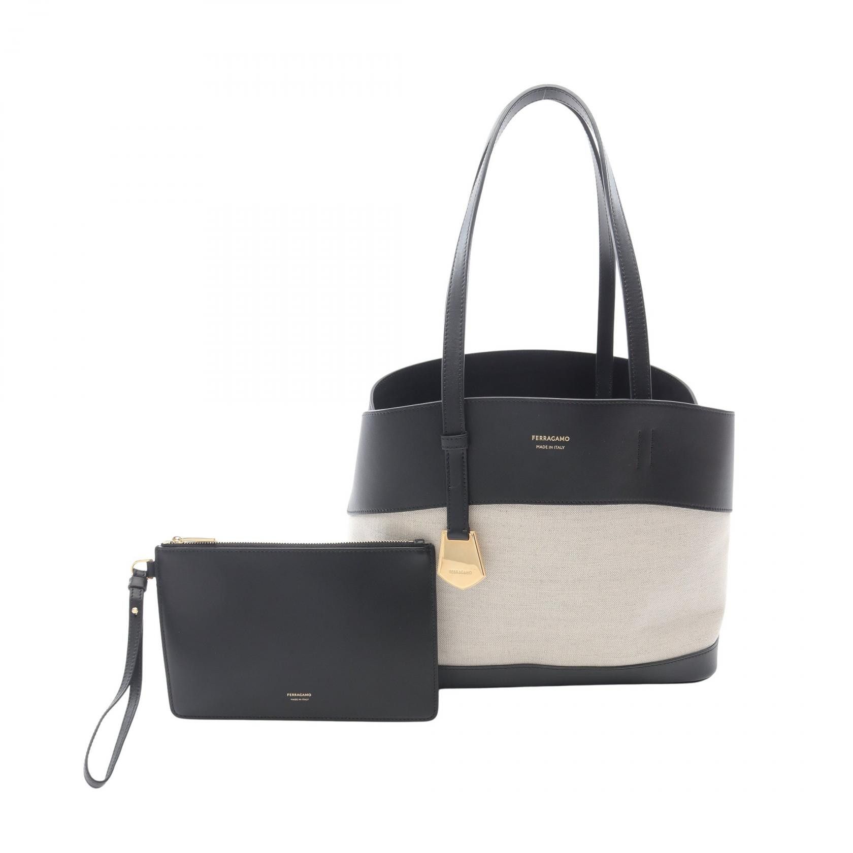Salvatore Ferragamo Salvatore Ferragamo Salvatore Ferragamo CHARMING TOTE Canvas Leather Tote Bag Canvas Tote Bag 216797 Size ONE SIZE - 1 Thumbnail