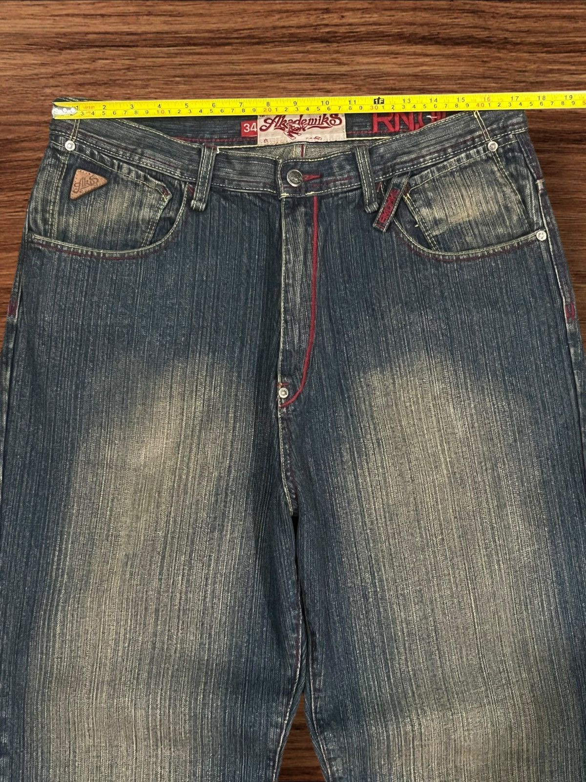 Akademiks ⚡️Baggy⚡️Akademiks Y2K Graffiti Patchwork Distress Baggy Jeans Size US 34 / EU 50 - 19 Thumbnail