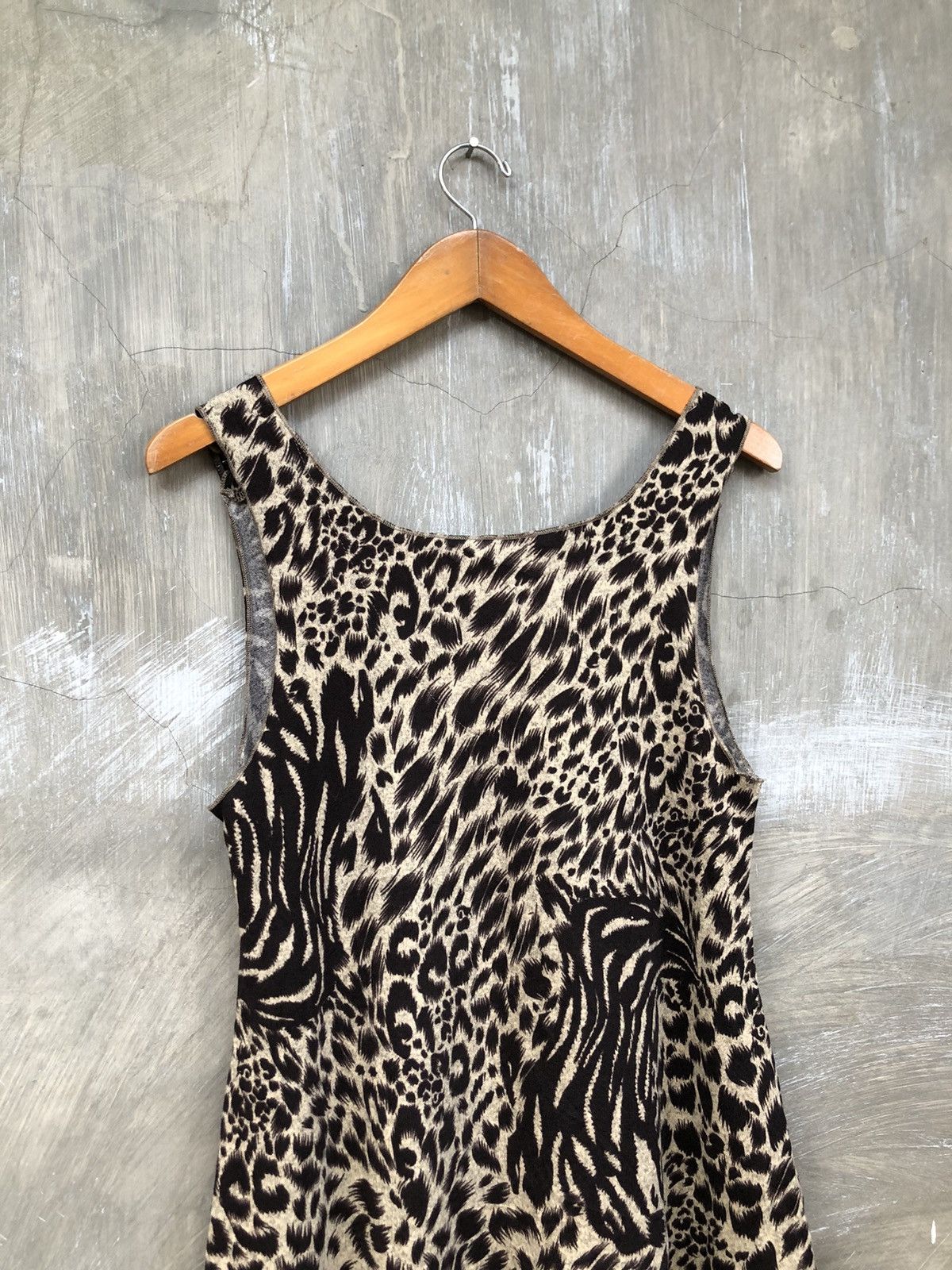 Japanese Brand Unknown - Japanese Leopard Pattern Midi Dress Size M / US 6-8 / IT 42-44 - 6 Thumbnail