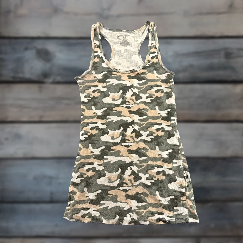 Vintage VINTAGE No Boundaries Tank Top Juniors XL Green Camo Ribbed Knit Cami Cotton Y2K Size XL / US 12-14 / IT 48-50 - 1 Thumbnail