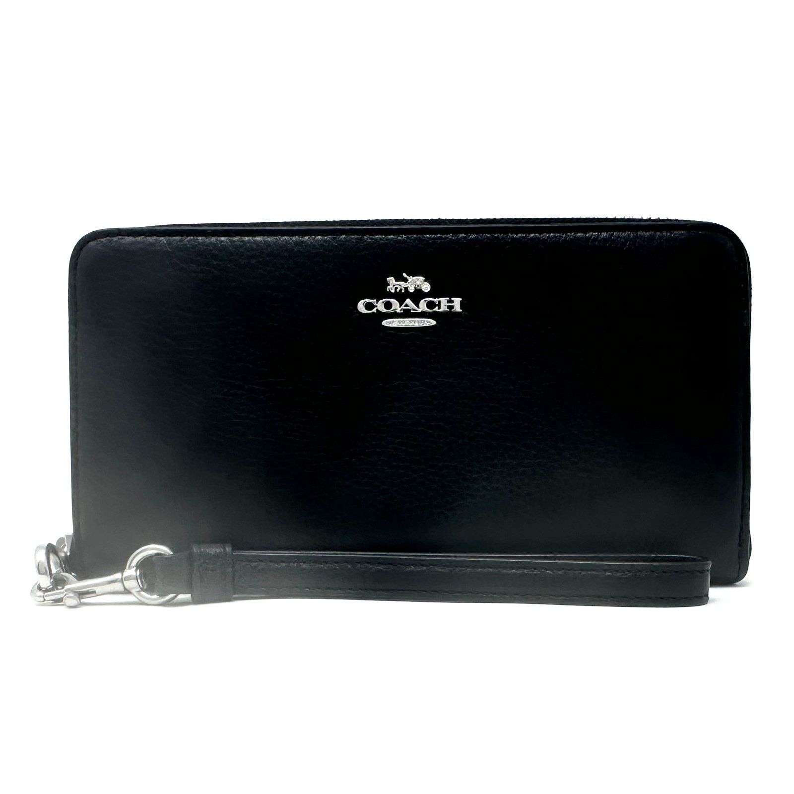 COACH C3441 shops NWT MSRP$298 LONG ZIP AROUND WALLET BLACK LEATHER WRISTLET