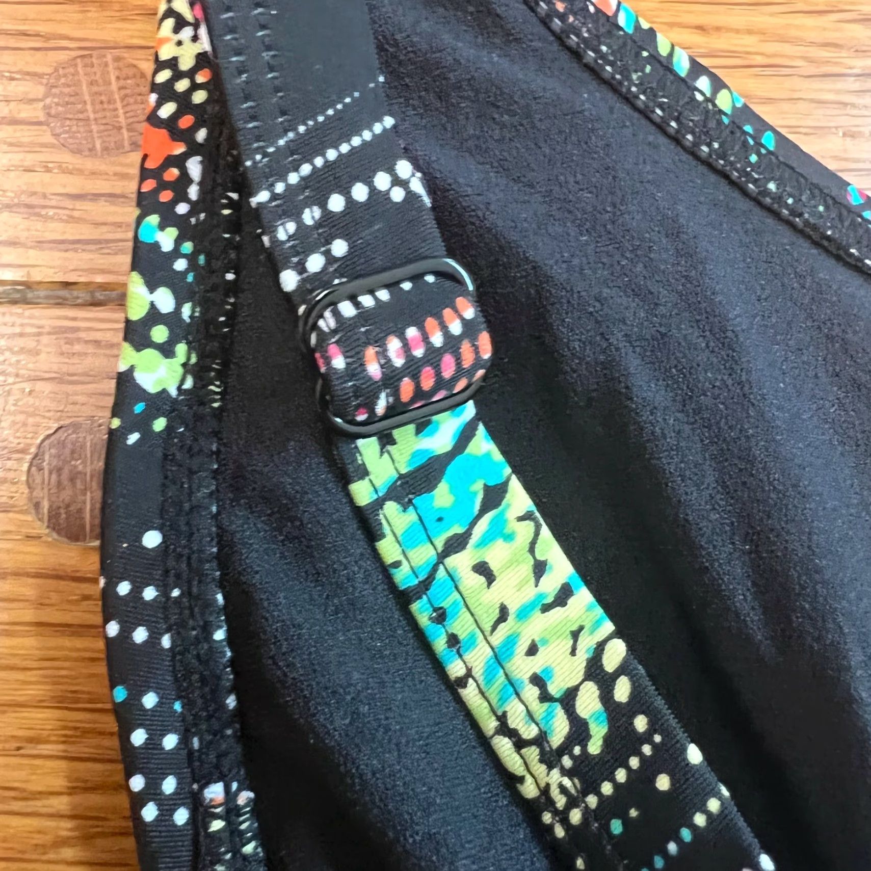 Croft & Barrow Croft & Barrow Womens Tankini Top Black Printed Padded Side Drawstring Size 6 D Size M / US 6-8 / IT 42-44 - 4 Thumbnail