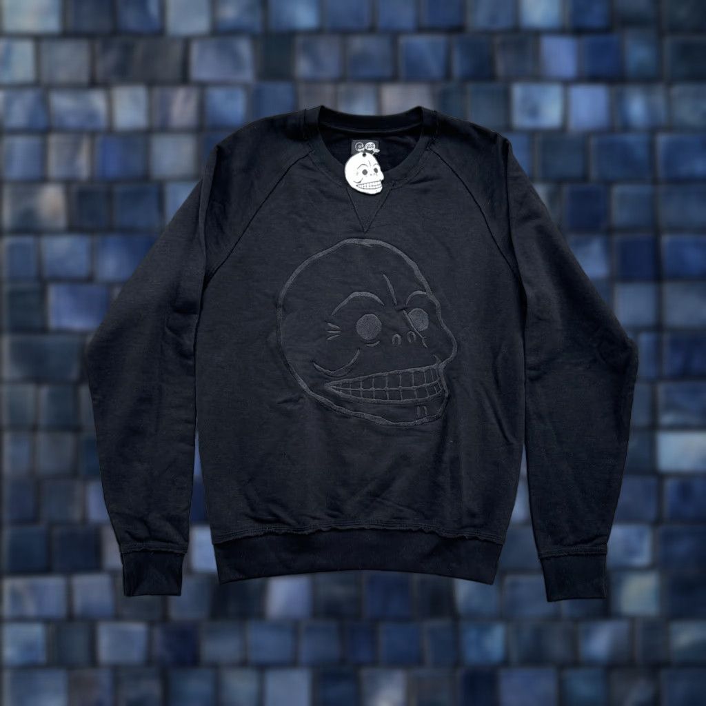 VINTAGE Cheap Monday Embroidered Skull Logo Black Sweatshirt Mens M Sweatshirt Embroidered Skull Black Mens