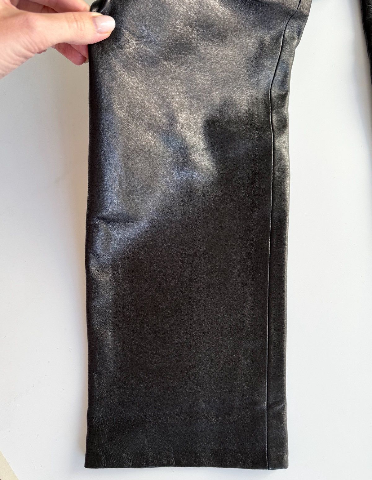 Dior Christian Dior black leather pants CD logo gold tone button Size 26" / US 2 / IT 38 - 9 Thumbnail