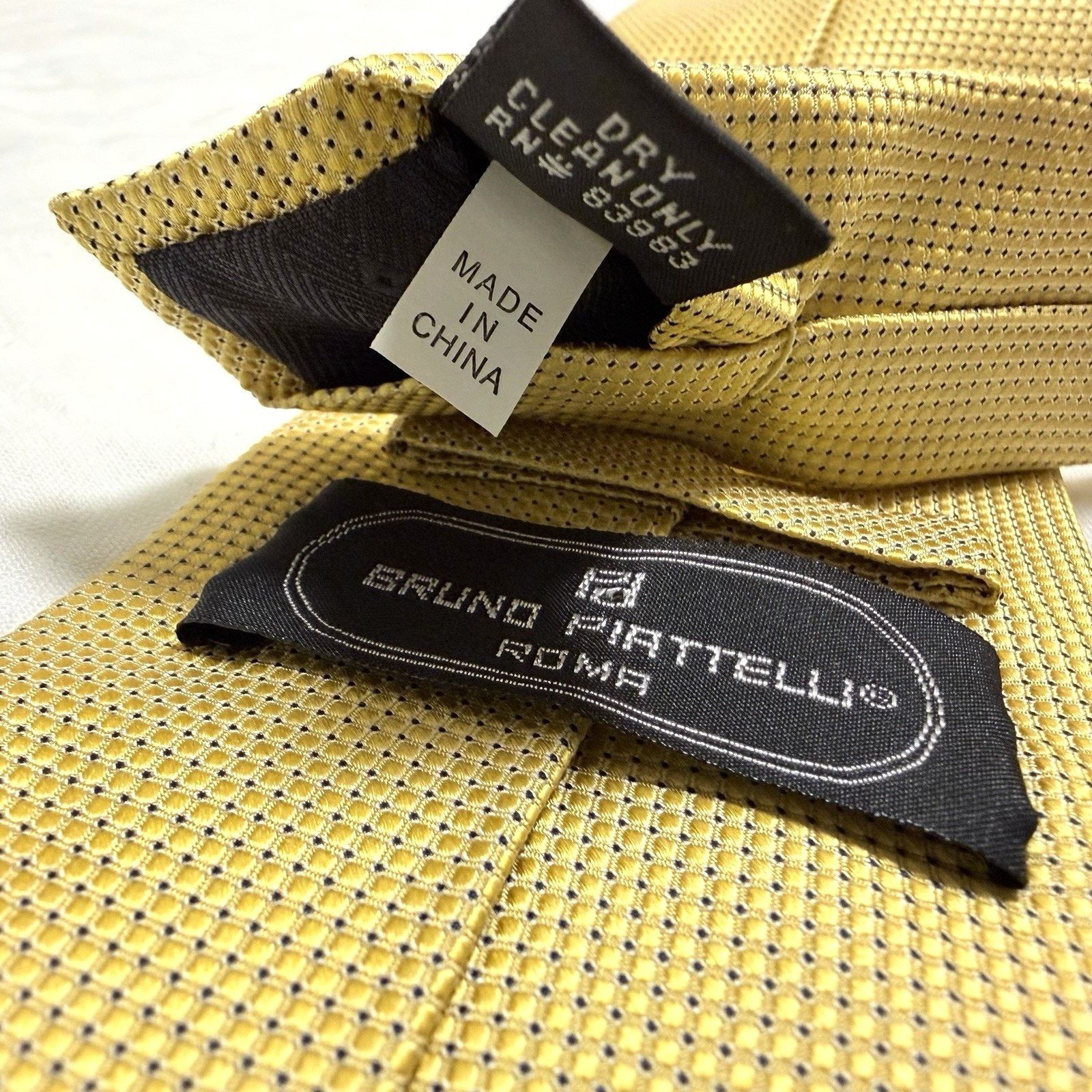Piattelli Bruno Piattelli Roma Gold Silk Tie w/ Blue Flame Logo(2000s) Size ONE SIZE - 2 Thumbnail