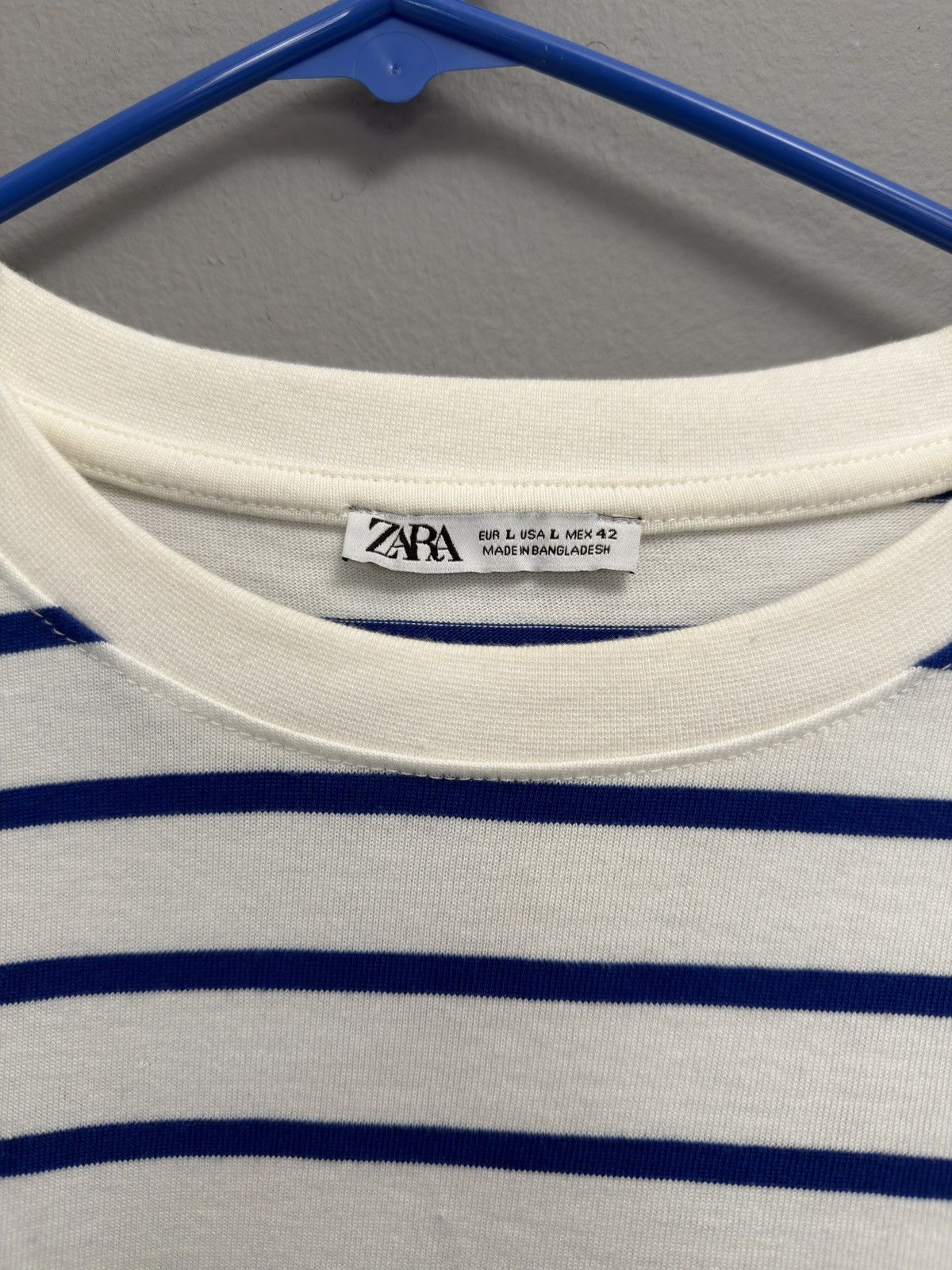 Zara Zara Striped Long Sleeve Tee (Blue Striped) Size US L / EU 52-54 / 3 - 3 Thumbnail