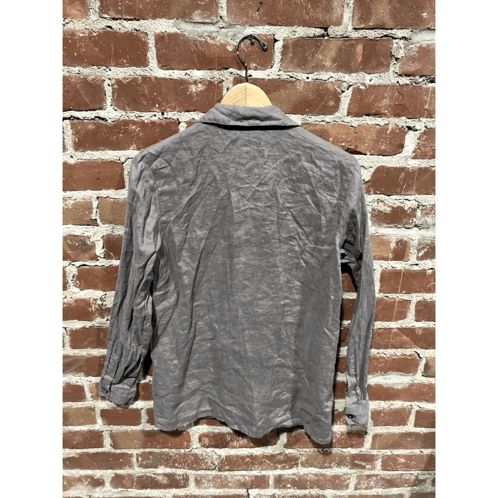 Doublet August Silk Gray Button-Up Shirt Womens M Long Sleeve Pocketed Front Pockets 2000s Style Size M / US 6-8 / IT 42-44 - 2 Thumbnail