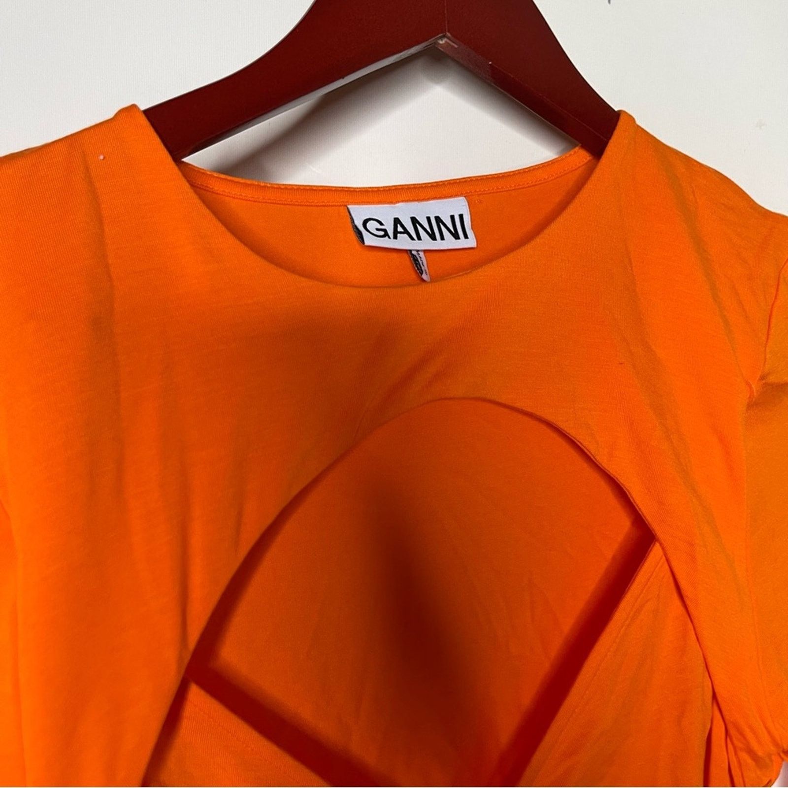 Ganni Cutout Blouse In Vibrant Orange sz 40 US 8