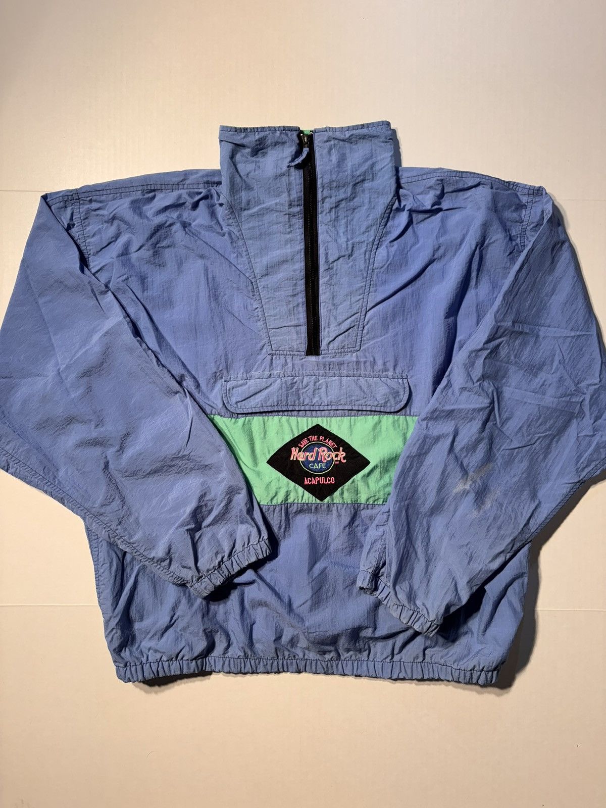 Vtg Hard Rock Cafe Quarter Zip Color Block 90’s Windbreaker