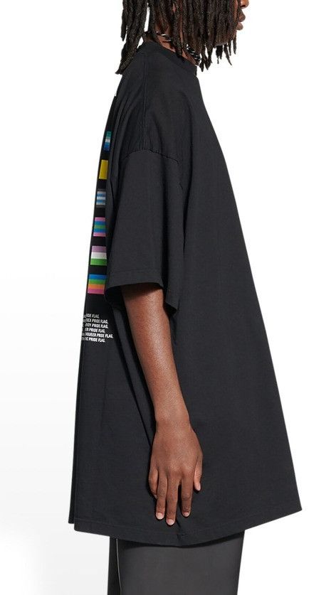 Balenciaga o1bcso1str0125 Pride 22 T-Shirt Oversized in Black Size US XL / EU 56 / 4 - 4 Thumbnail