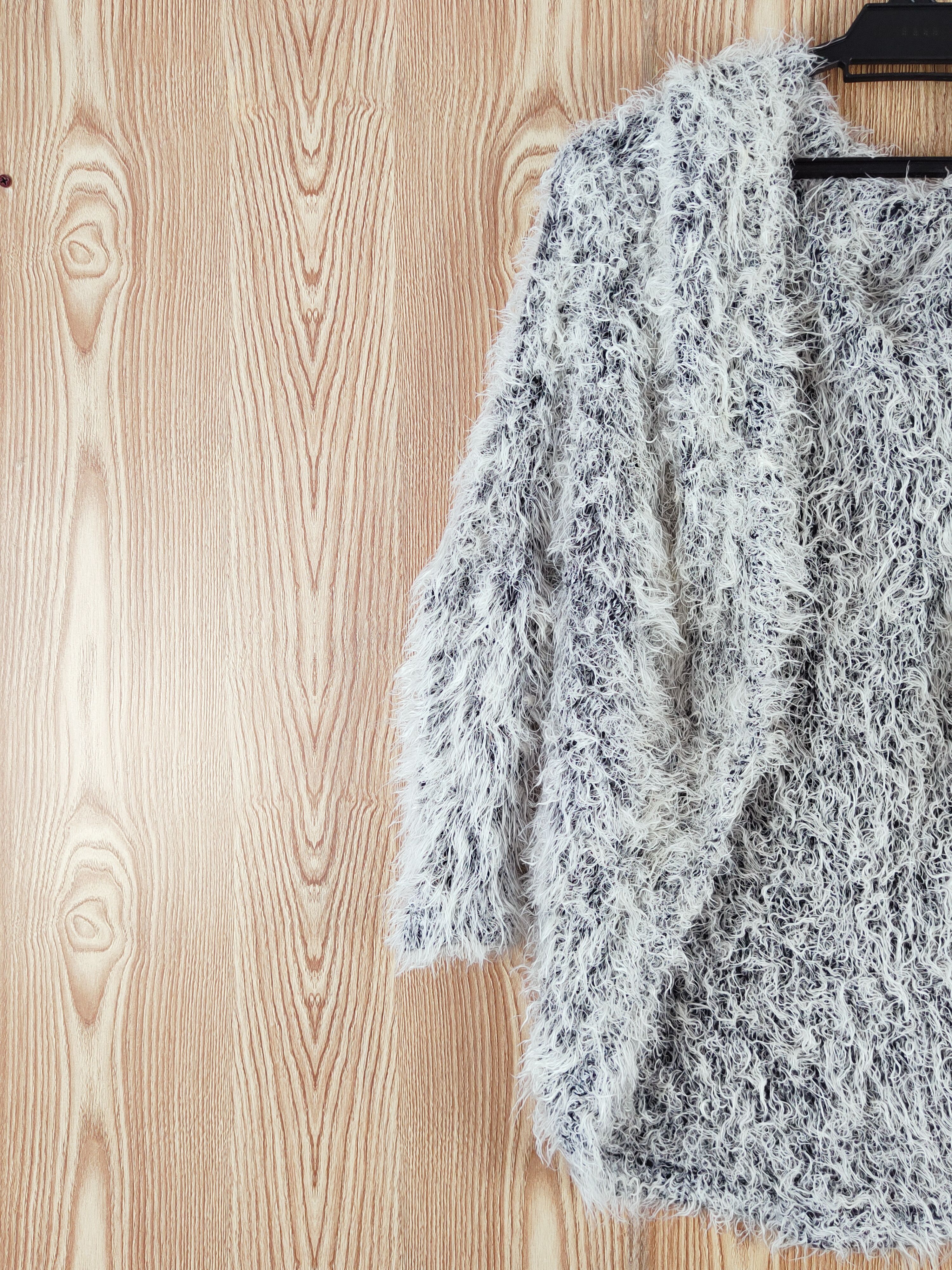Japanese Brand × Vintage Art Design by Emoda Black White Fur Mohair Knitwear Size L / US 10 / IT 46 - 3 Thumbnail