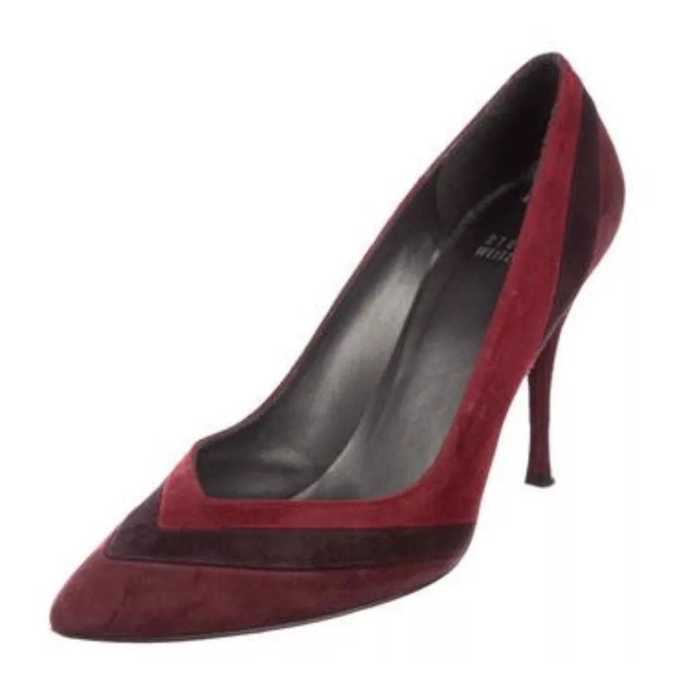 Stuart Weitzman Stuart Weitzman Chevron Suede Stilettos Pump Red Women's 8M Size US 8 / IT 38 - 1 Thumbnail
