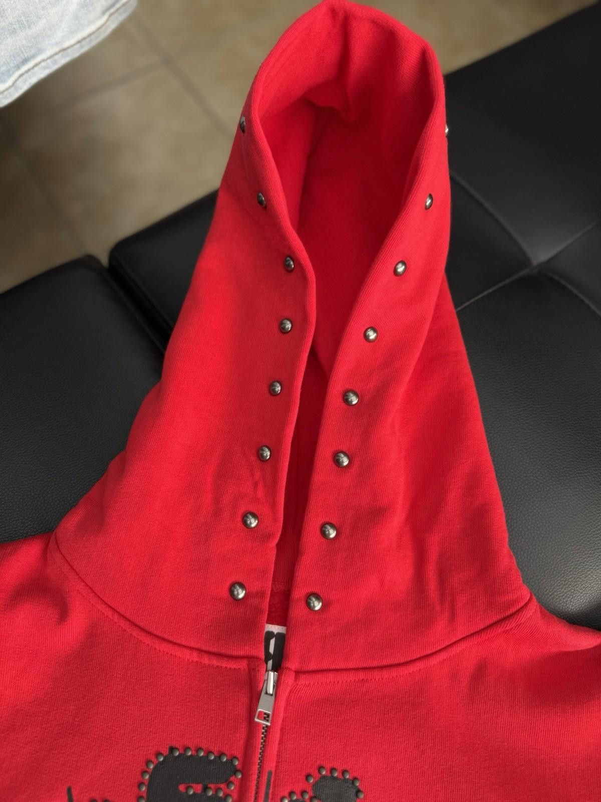 Sp5der Sp5der Worldwide Red Zip Up Studded Hoodie Size Medium (NEW) Size US M / EU 48-50 / 2 - 6 Thumbnail