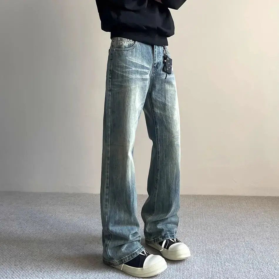 Japanese Brand Retro loose slightly flared cat whisker jeans Size US 32 / EU 48 - 6 Thumbnail